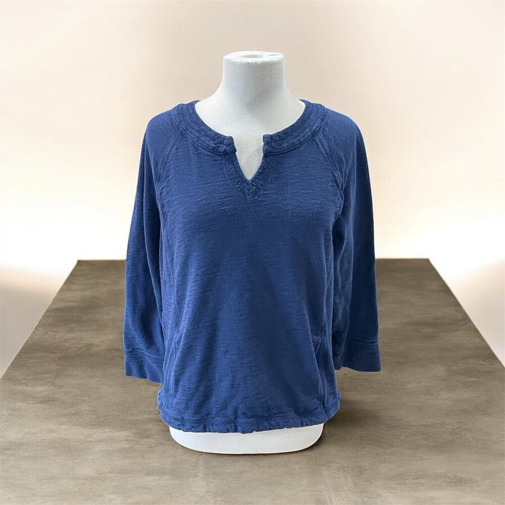 Eddie Bauer Women’s Sweatshirt Size Large Solid Cotton V Neck With Pockets